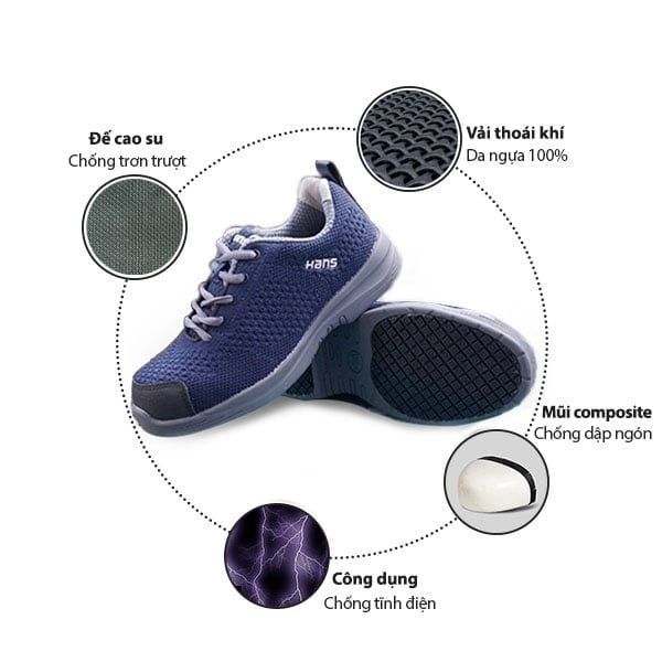 Giày Bảo Hộ Hans HS-84 Chính Hãng Hàn Quốc Siêu Nhẹ - GGBH00152 3 Giày Bảo Hộ Hans HS84 Chính Hãng Thoáng Khí Êm Ái